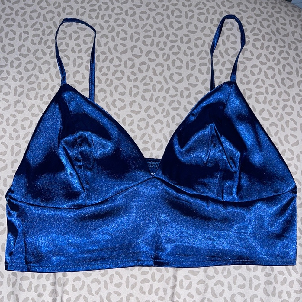 SHEIN shirred back satin bralette top